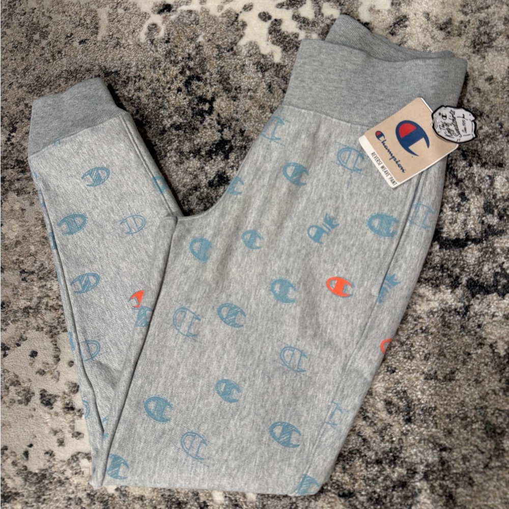 Champion NWT Heather Gray Logo Print Reverse Weave Jogger Sweatpant Size XS